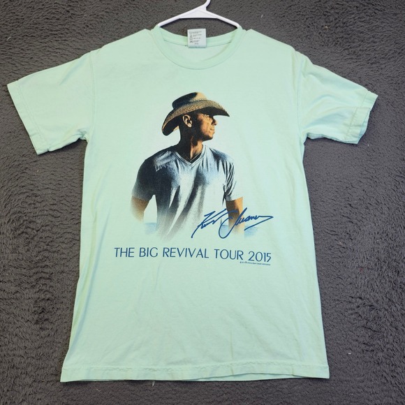 Kenny Chesney The Big Revival Tour‎ 2015 T-Shirt Green Size Medium S - Picture 1 of 9